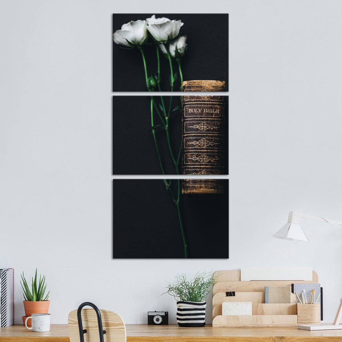 The Holy Bible Multi Panel Canvas Wall Art religion ElephantStock 3 Piece 12" X 27" 