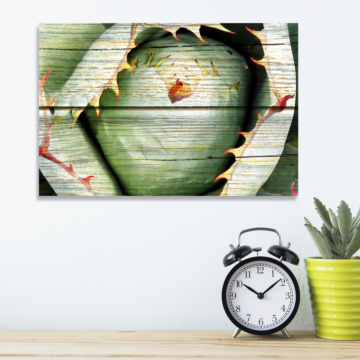 TALIA Wooden Agave Bloom Multi Panel Canvas Wall Art