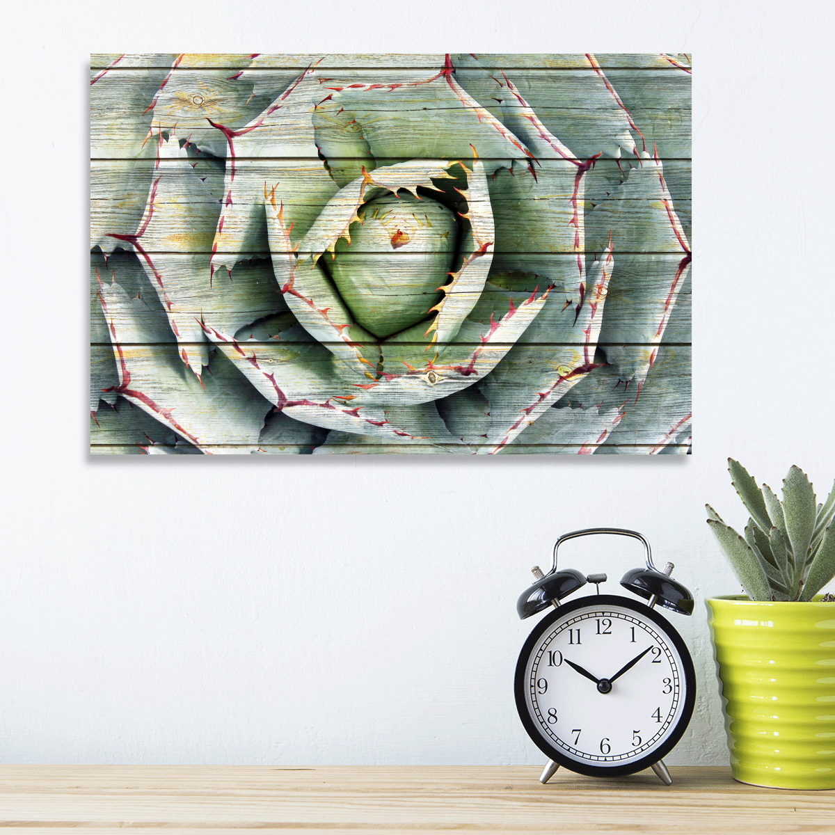 TALIA Wooden Agave Bloom Multi Panel Canvas Wall Art