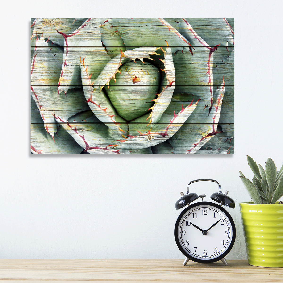 TALIA Wooden Agave Bloom Multi Panel Canvas Wall Art