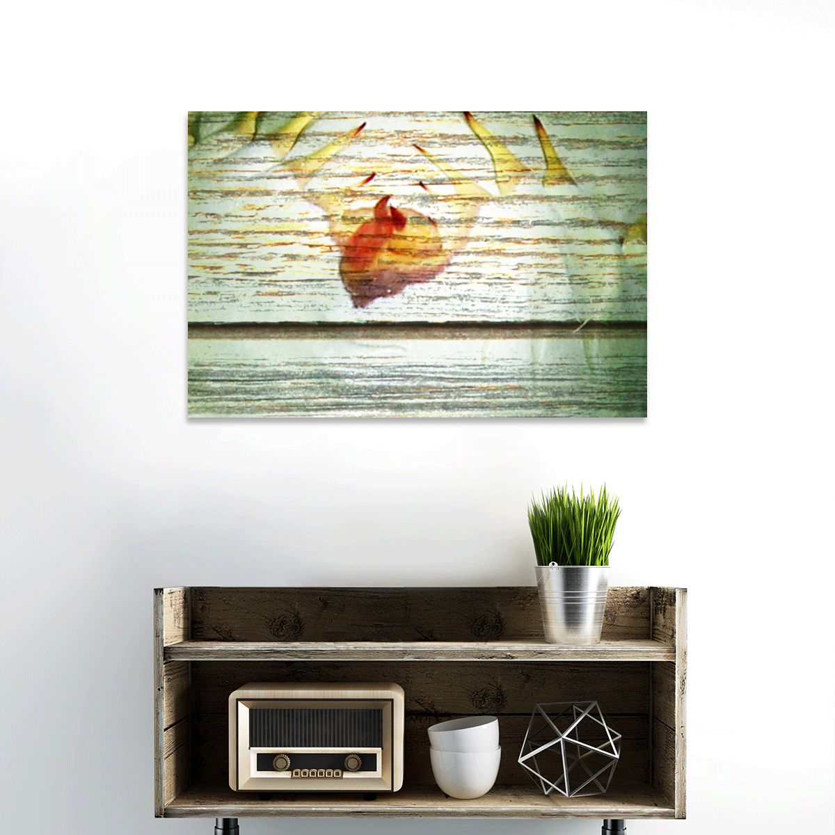 TALIA Wooden Agave Bloom Multi Panel Canvas Wall Art