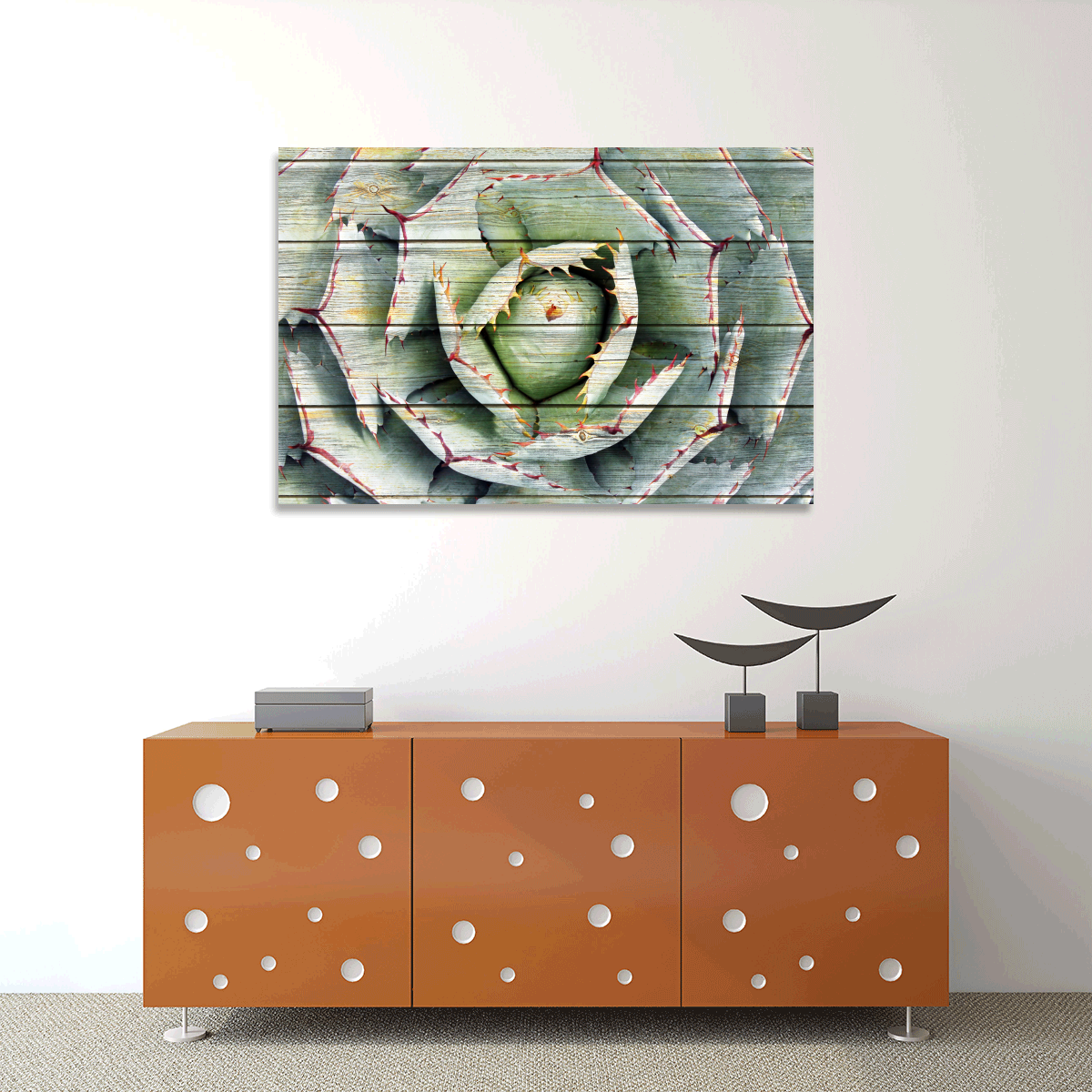 TALIA Wooden Agave Bloom Multi Panel Canvas Wall Art