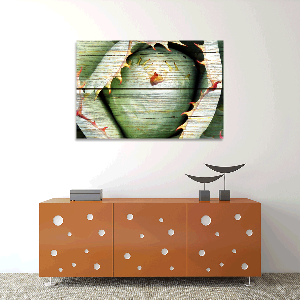 TALIA Wooden Agave Bloom Multi Panel Canvas Wall Art