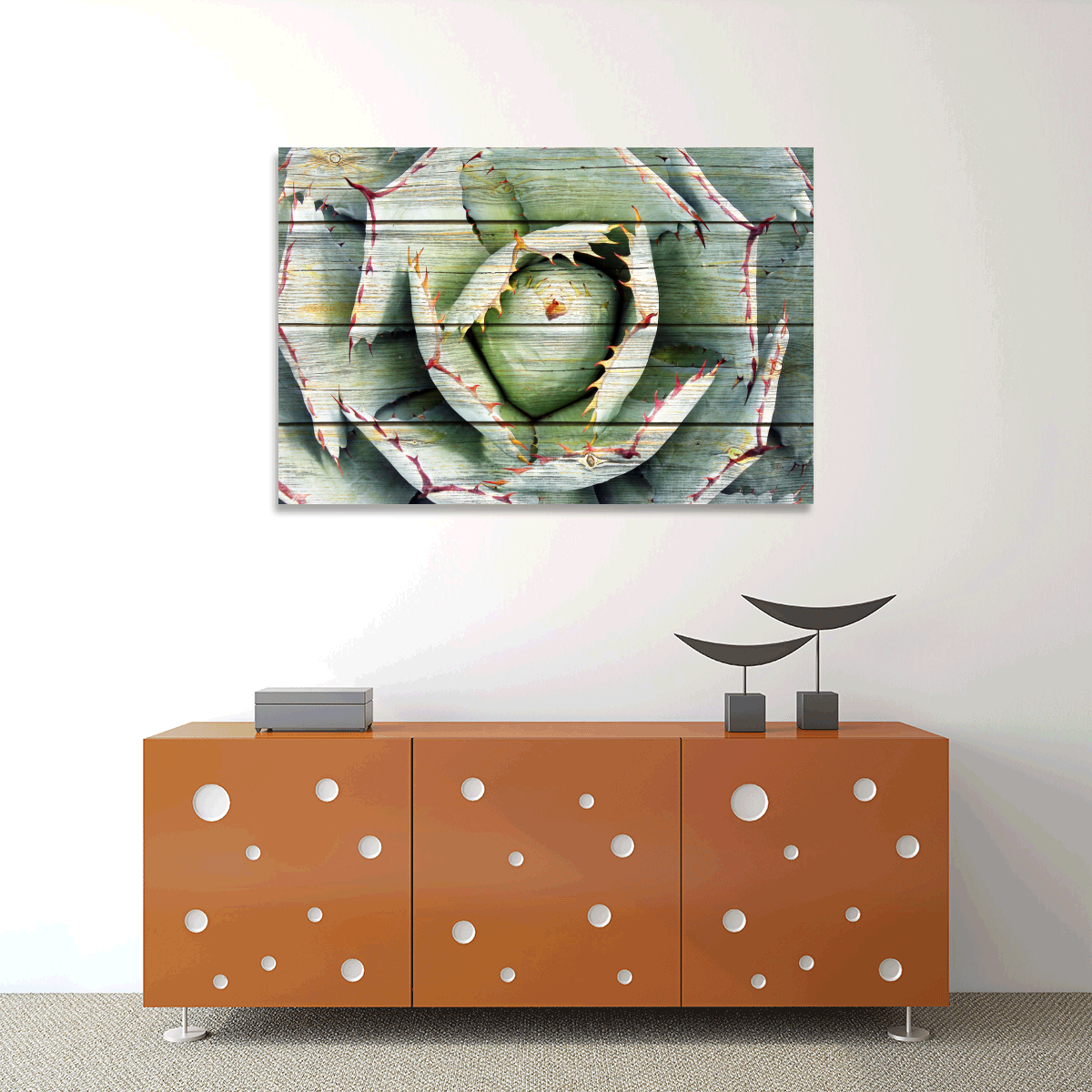 TALIA Wooden Agave Bloom Multi Panel Canvas Wall Art