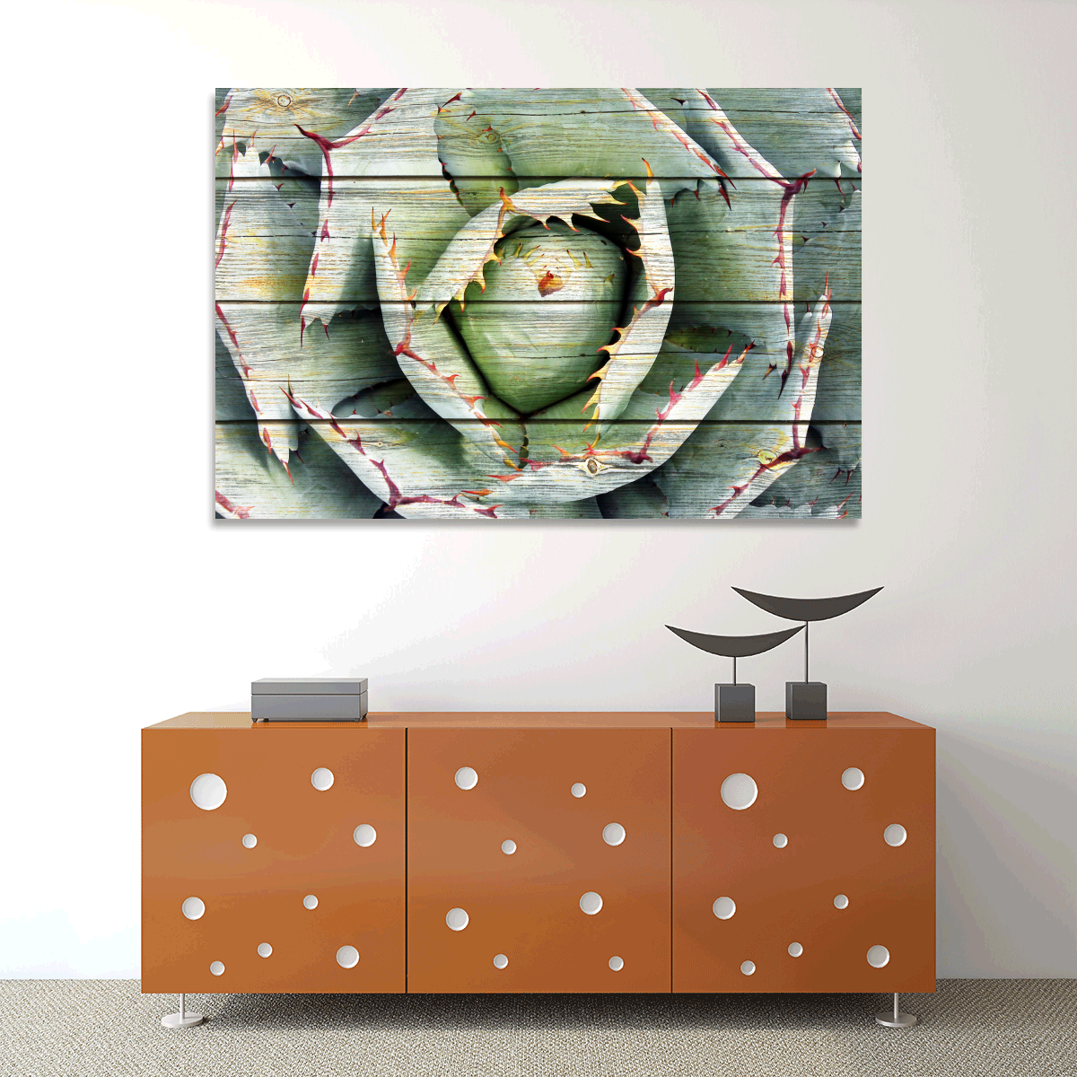 TALIA Wooden Agave Bloom Multi Panel Canvas Wall Art
