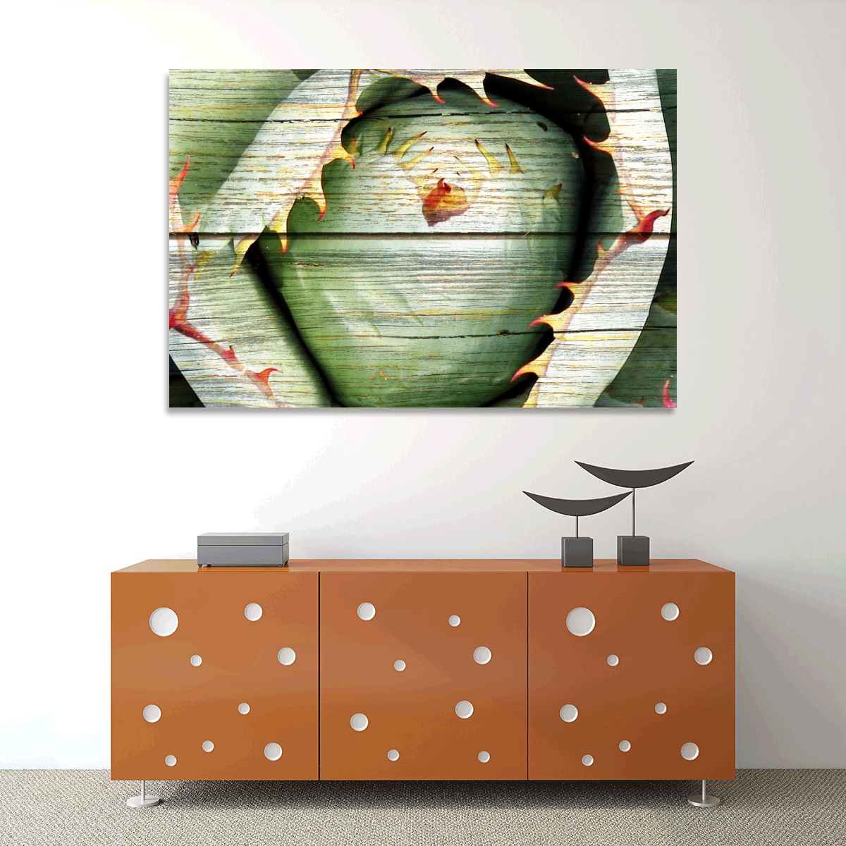 TALIA Wooden Agave Bloom Multi Panel Canvas Wall Art