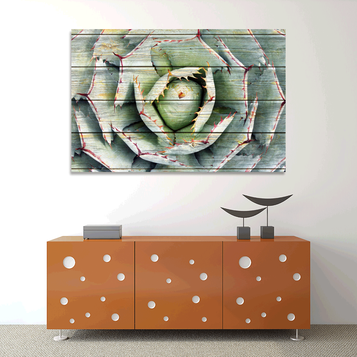 TALIA Wooden Agave Bloom Multi Panel Canvas Wall Art